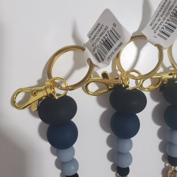 NWT 3 Pieces Silicone Beaded Key rings in Blue‎ - Picture 2 of 5